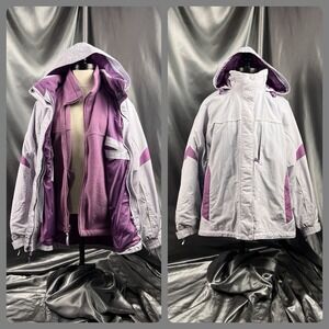 Y2K Cabela's Women's XL Interchange 3-in-1 Jacket Purple Fleece Liner Waterproof